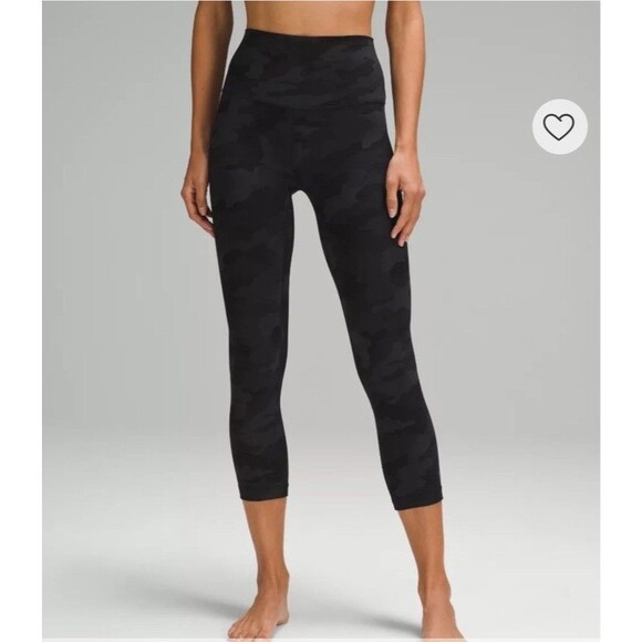 Lululemon Align Crop Tight 21" Camo Deep Coal Multi Black Yoga Pant Size 4 - Picture 2 of 9